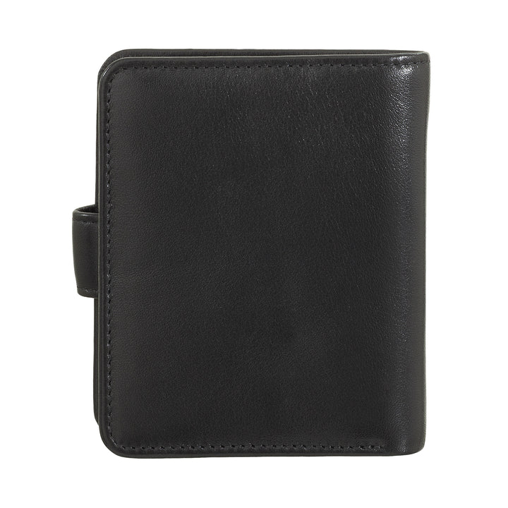 Dudu small leather wallet with zipper door, compact handbag portfolio with button closure, banknotes, card holder and RFID protection