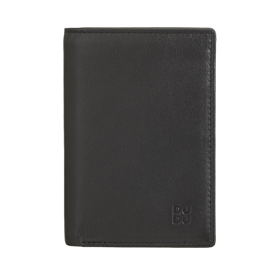 DUDU Men's Slim leather wallet, small and thin design, brings money and cards cards, compact wallets with flap and window