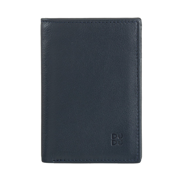 DUDU Men's Slim leather wallet, small and thin design, brings money and cards cards, compact wallets with flap and window