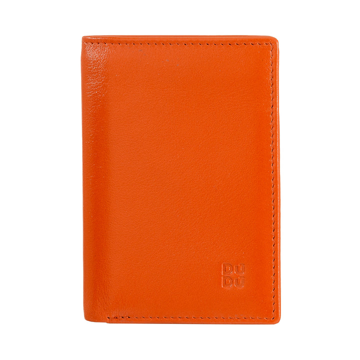 DUDU Men's Slim leather wallet, small and thin design, brings money and cards cards, compact wallets with flap and window