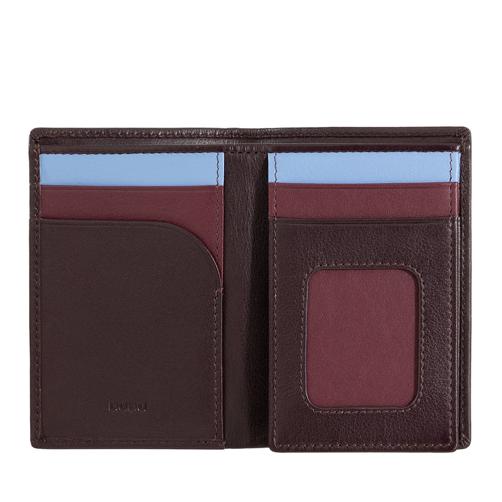 DUDU Men's Slim leather wallet, small and thin design, brings money and cards cards, compact wallets with flap and window