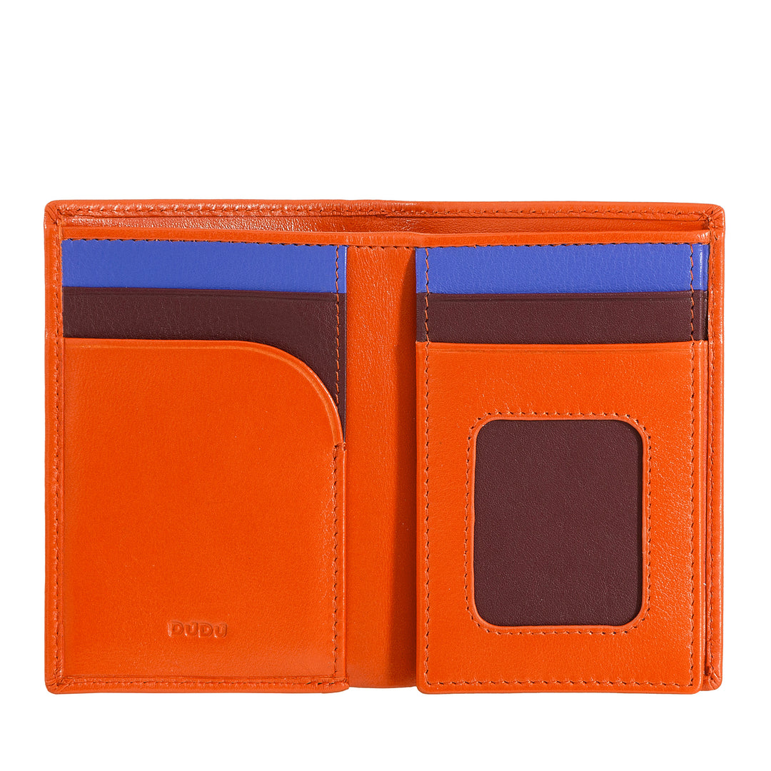 DUDU Men's Slim Leather Wallet, Small and Thin Design, Money and Card Card Holder, Compact Wallet with Flip and Window