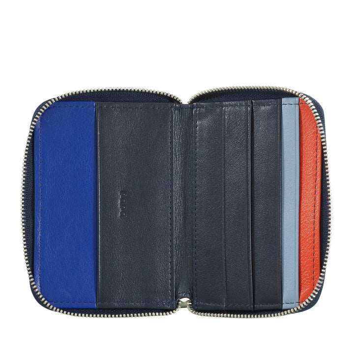 DUDU Men's Small Soft Leather Wallet with Zip, Ultra Compact Mini Wallet with zipper, Banknotes, Card holders and Cards