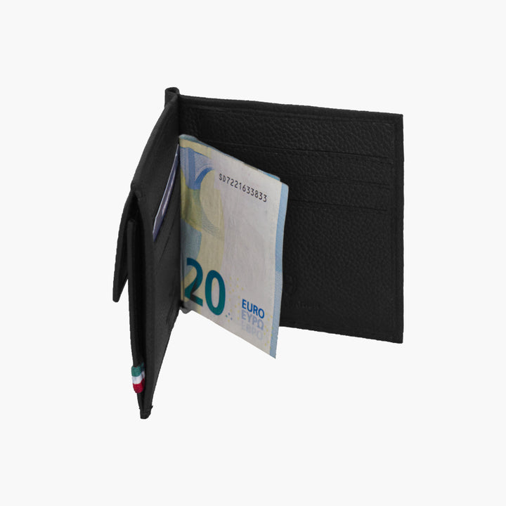 Aeronautica Militare Leather Wallet with FLAG AM110-NE Money Stop Spring