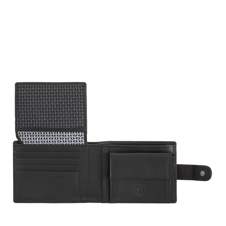 Nuvola leather wallet for leather in leather with external closure with internal zip button and door holders