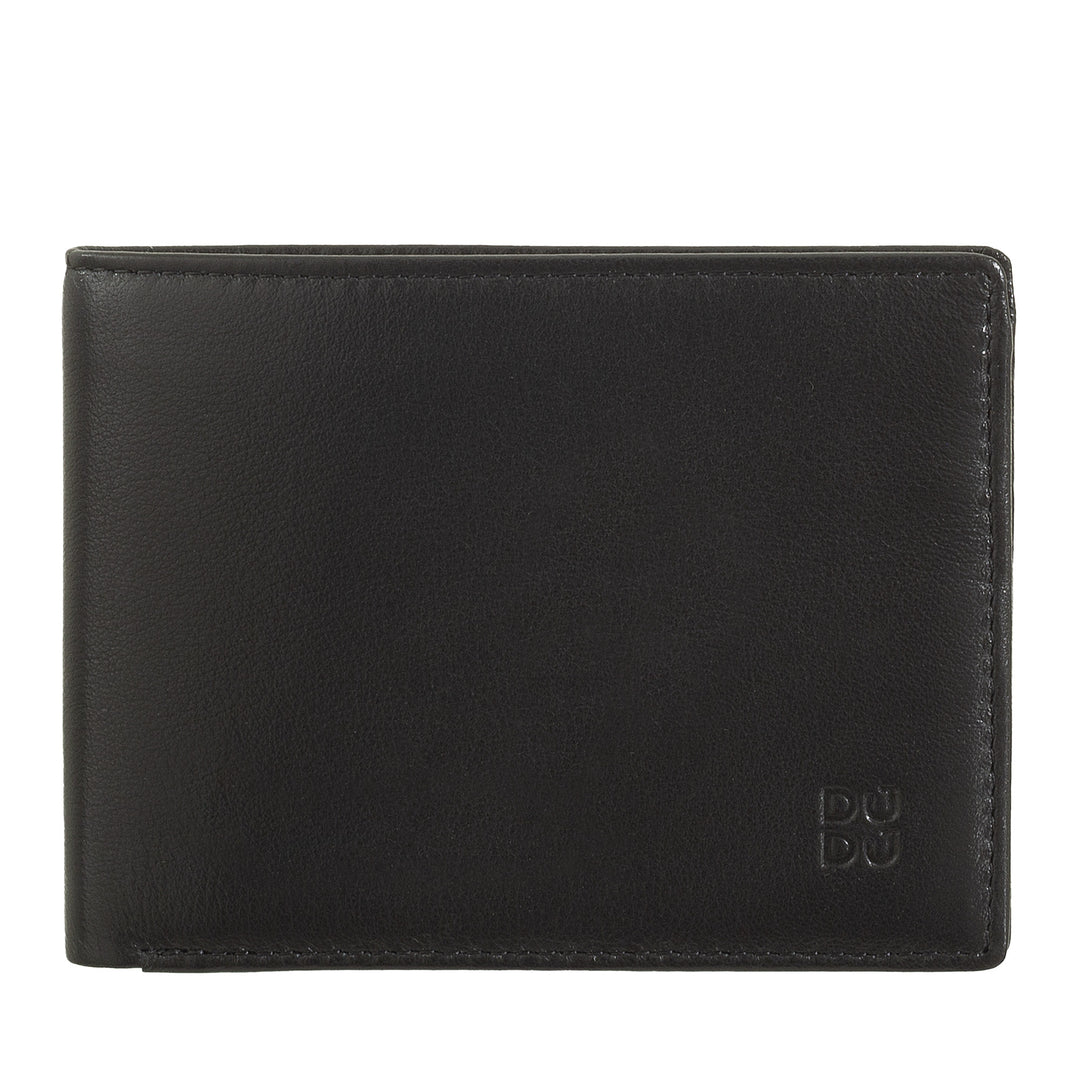 DUDU Men's Wallet Rfid Block In Small Skfully Scheme Leather Pocket With Credit Card Slot