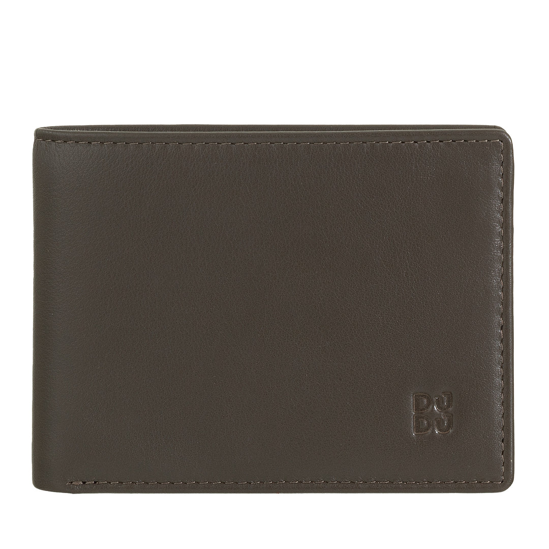 DUDU Men's Wallet Rfid Block In Small Skfully Scheme Leather Pocket With Credit Card Slot