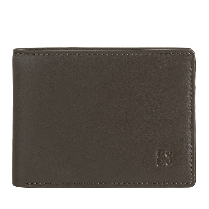DUDU Men's Wallet Rfid Block In Small Skfully Scheme Leather Pocket With Credit Card Slot