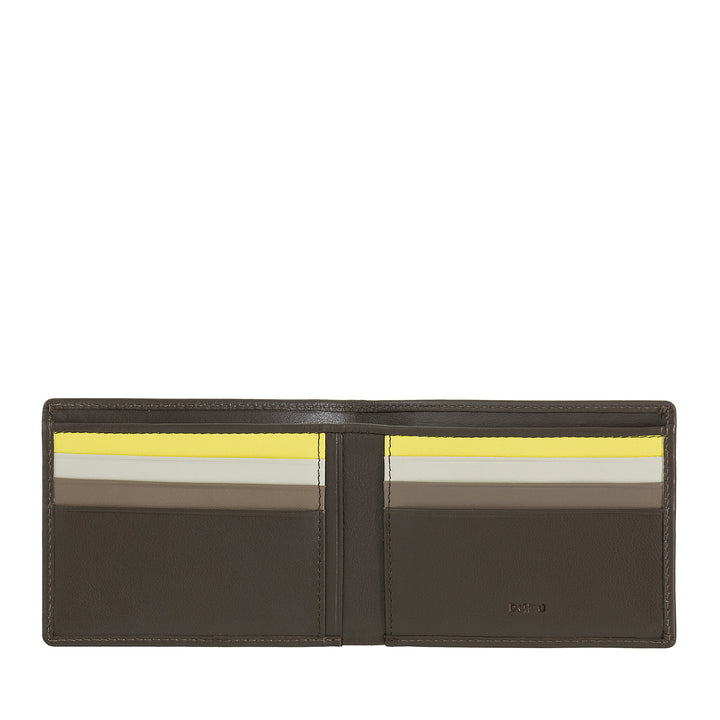 DUDU Men's Wallet Rfid Block In Small Skfully Scheme Leather Pocket With Credit Card Slot