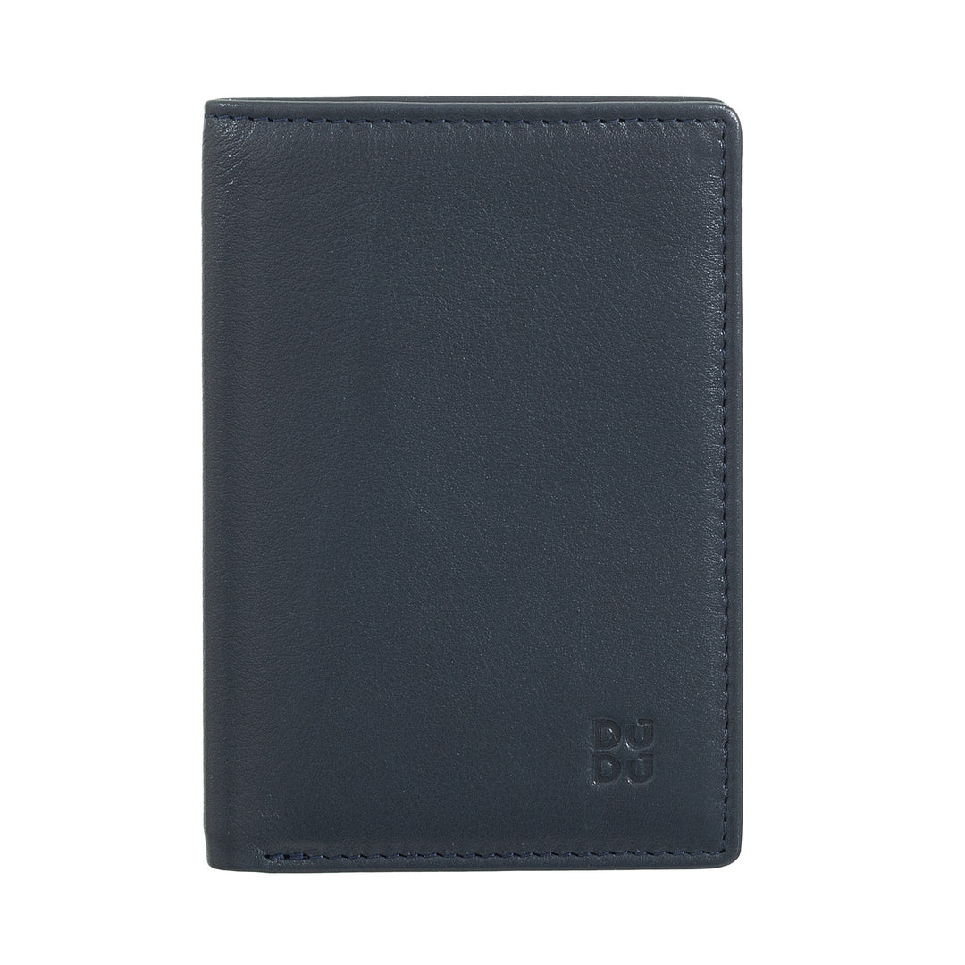 DUDU Men's Wallet in Small Leather, Compact Slim Men's Wallet with Credit Card holder, Cash banknotes holder, Door Zip, with RFID protection