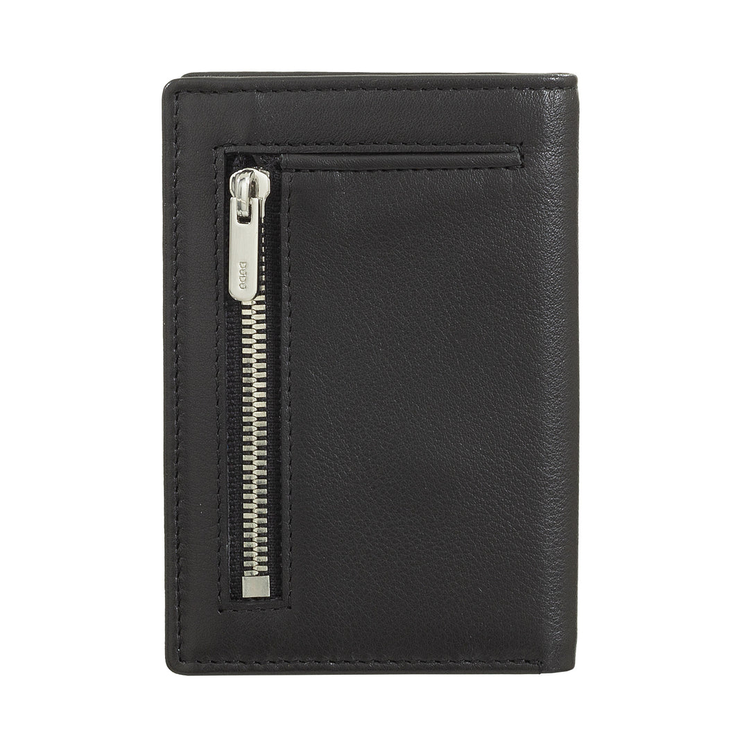 DUDU Men's Wallet in Small Leather, Compact Slim Men's Wallet with Credit Card holder, Cash banknotes holder, Door Zip, with RFID protection