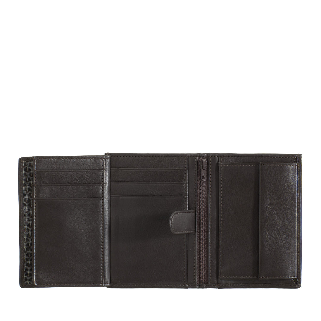 Cloud Leather Vertical Wallet Men's Nappa Leather with Coin Wallet and Credit Card Holder