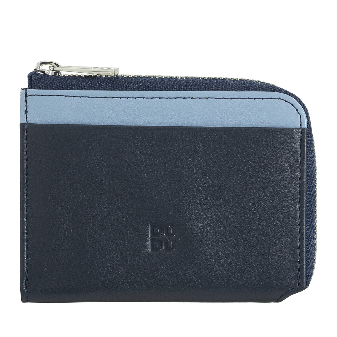 Dudu Small men's wallet with zip, RFID wallet in colored leather, credit card holder, compact pocket design