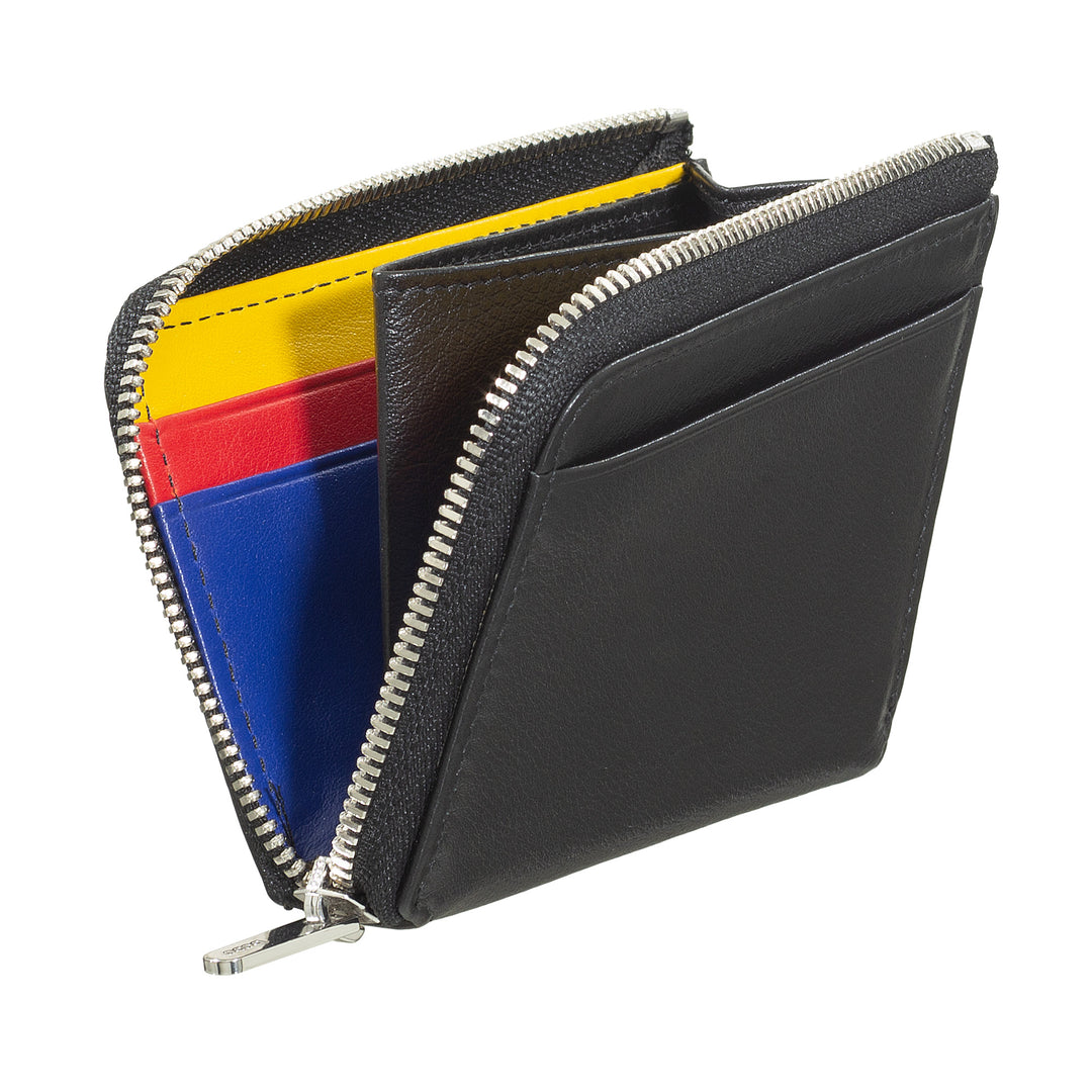 Dudu Small men's wallet with zip, RFID wallet in colored leather, credit card holder, compact pocket design