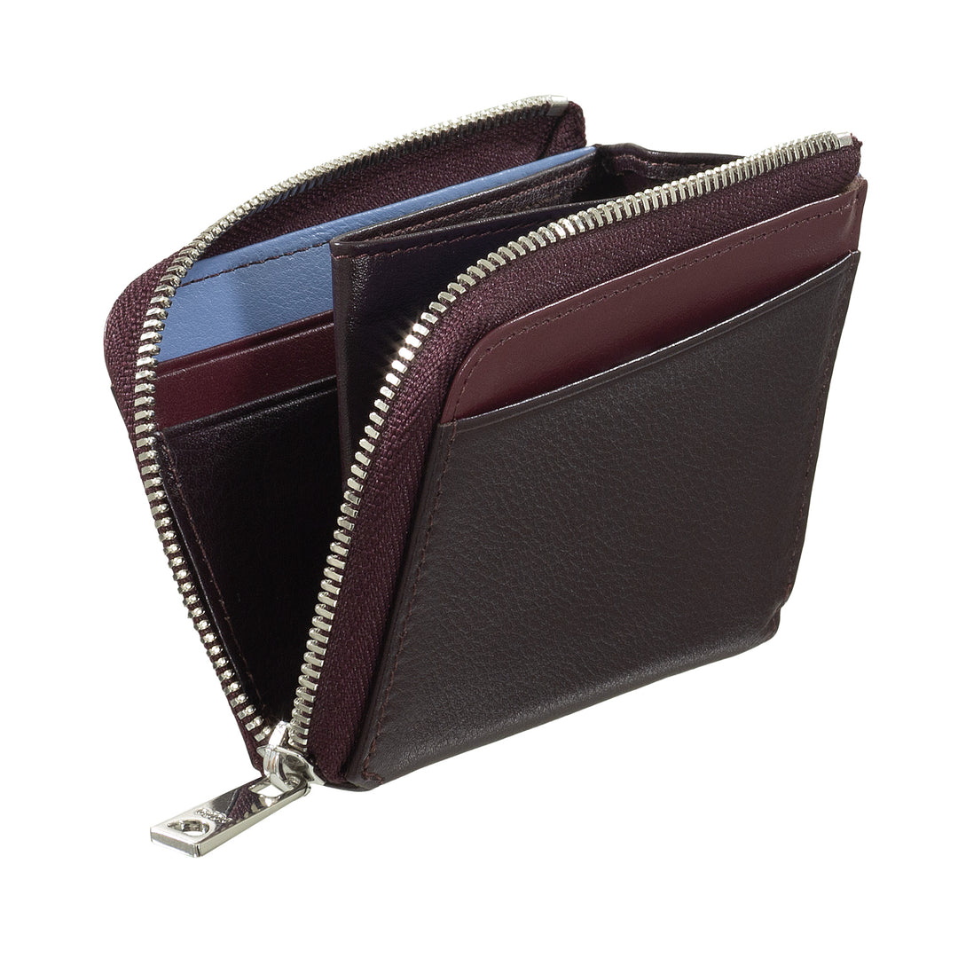 Dudu Small men's wallet with zip, RFID wallet in colored leather, credit card holder, compact pocket design