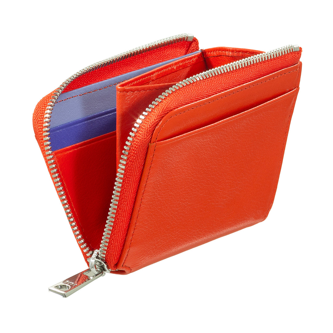 Dudu Small men's wallet with zip, RFID wallet in colored leather, credit card holder, compact pocket design