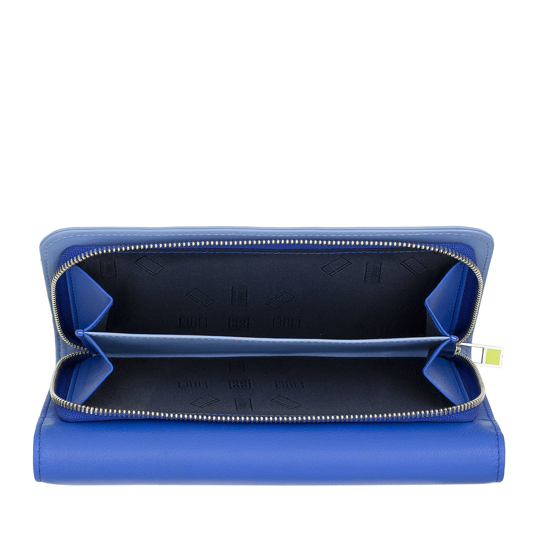 DUDU WORLD WORLD WORLD IN REAL LEATHER, RFID shielded, Portamonete hinge wallets, Multi compartments