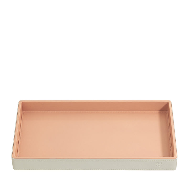 DUDU wooden storage tray covered in real leather, decorative tray for the house, 27 x 15 cm, home design accessory