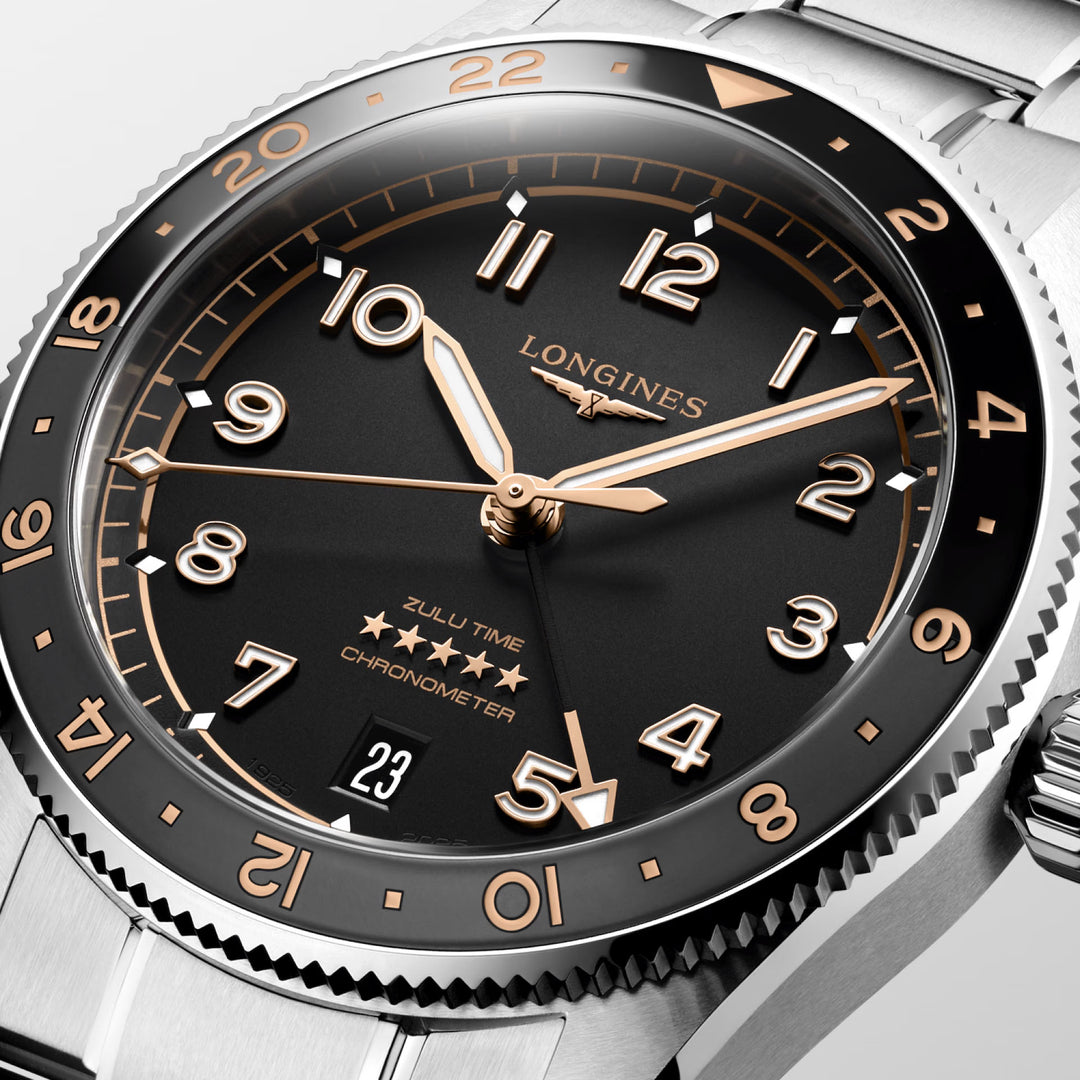 Longines Watch Spirit Zulu Time 39 мм черная автоматическая сталь L3.802.4.50.6