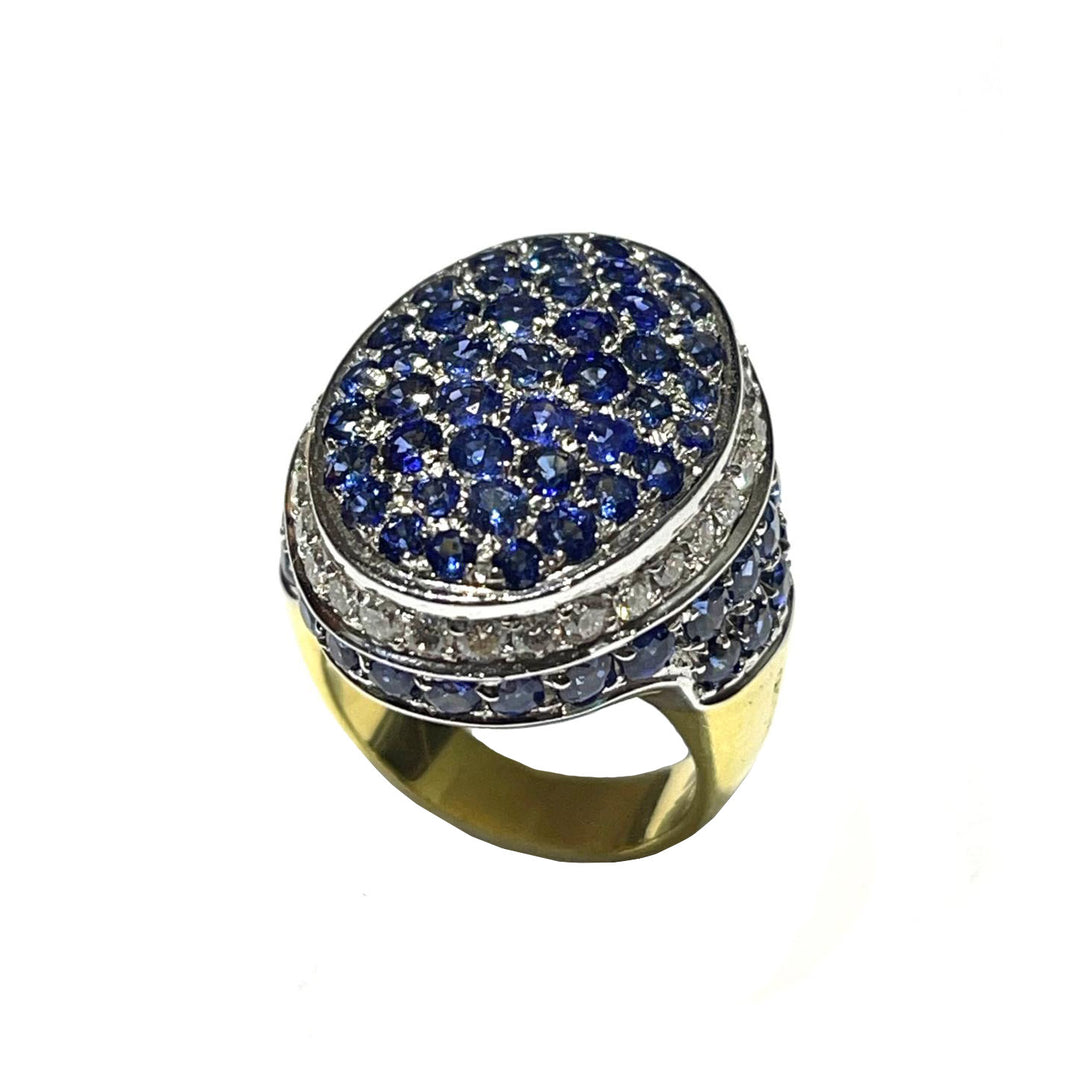 Золотое кольцо золото кольцо 18KT Diamonds Sapphires 0056ag