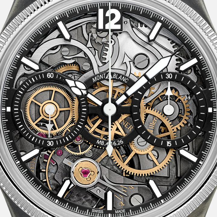 Montblanc Watch 1858 Представленный секретный Minerva Monopusher Chronograph Limited Edition - 88 образцов 43 -мм ручной шлюп Сталь 131155
