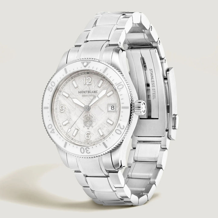 Монббланк Iced Sea Automatic Date Clock 0 кислород 38 мм белая автоматическая сталь 134024