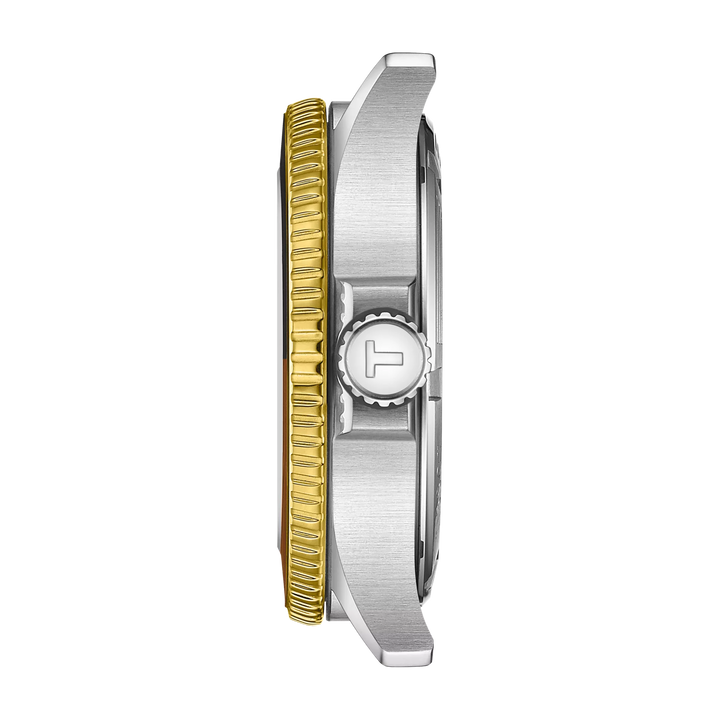 Tissot Seastar 1000 Gmt Watch 40 мм черная кварцевая стальная отделка Pvd Gold Gold T120.852.22.051.00