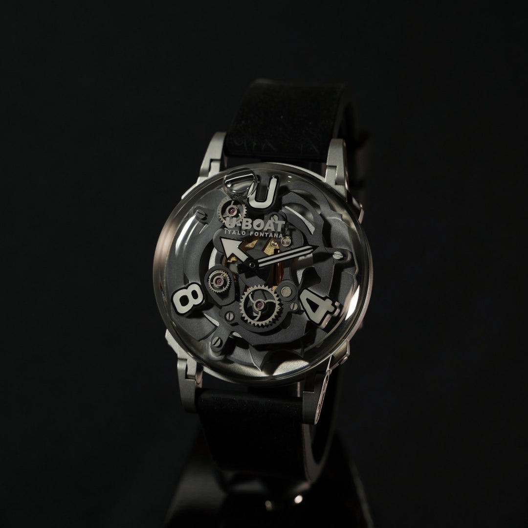 U-Boat U-65 SS White 44mm Watch Skeleton Quartz Steel U-3354