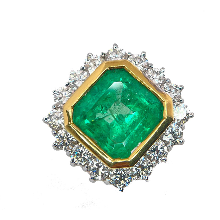 Recarlo ringing ring 18kt gold emerald ct.2.13 diamonds CT.1,10