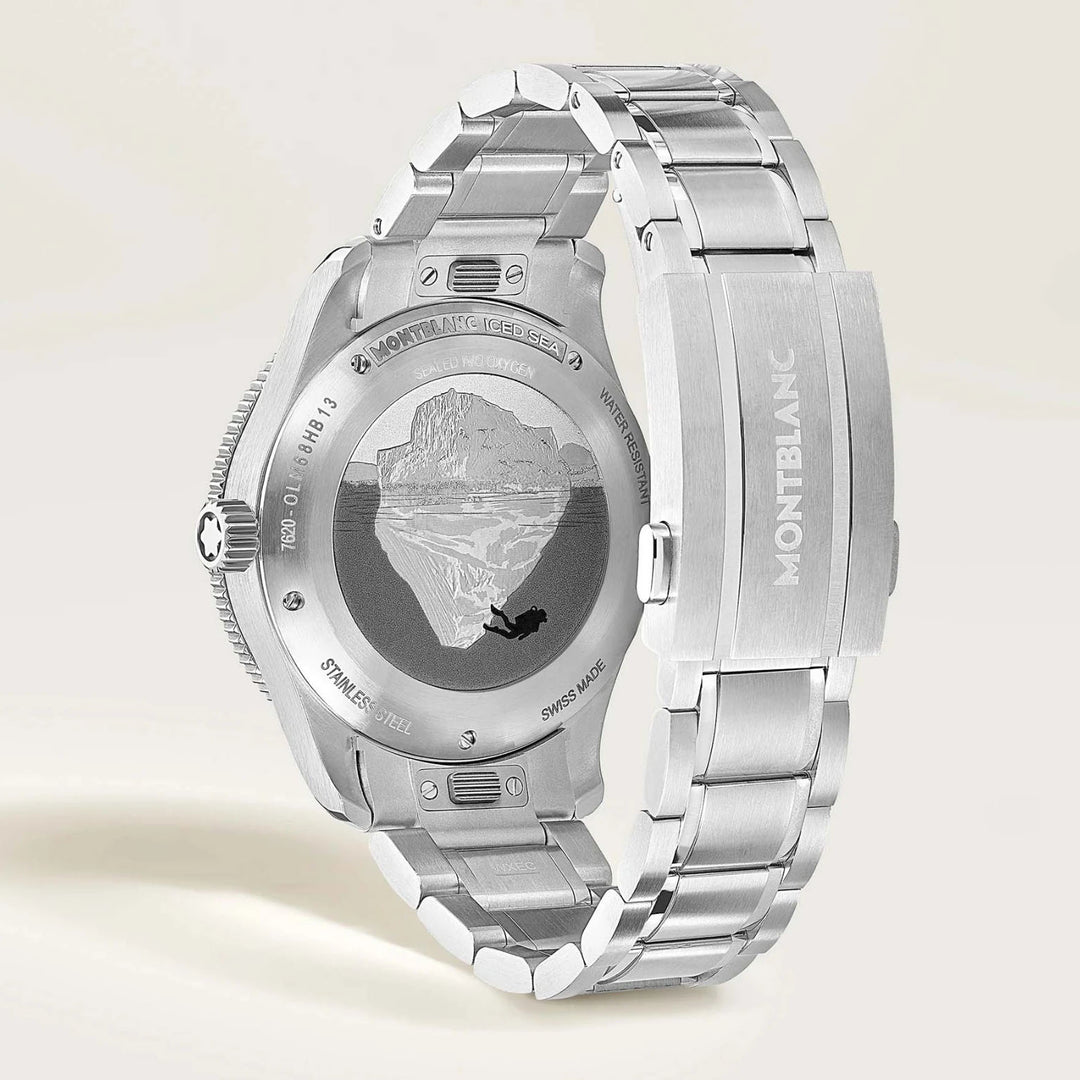 Монббланк Iced Sea Automatic Date Clock 0 кислород 38 мм белая автоматическая сталь 134024
