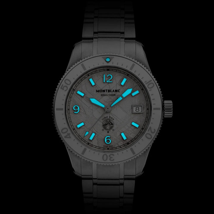 Монббланк Iced Sea Automatic Date Clock 0 кислород 38 мм белая автоматическая сталь 134024