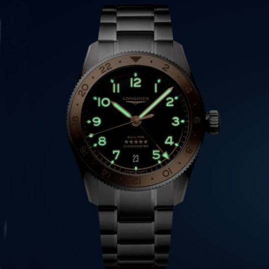 LONGINES Watch Spirit Zulu Time 1925 39mm Black Automatic Gold Steel L3.803.5.53.6