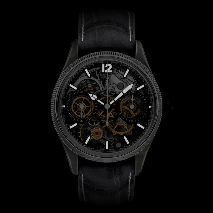 Montblanc Watch 1858 Представленный секретный Minerva Monopusher Chronograph Limited Edition - 88 образцов 43 -мм ручной шлюп Сталь 131155
