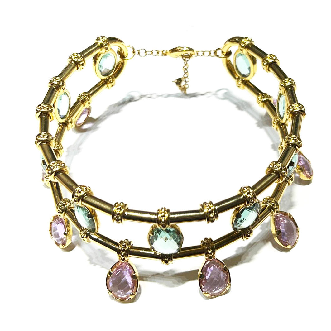 Federica Rossi chiker necklace bronze bronze pvd gold 18kt crystals fr.co.21