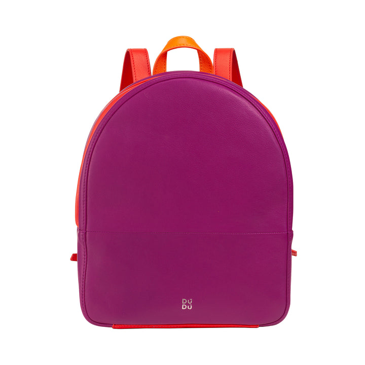 DuDu Backpack Summer Coloring Woman In Soft Leather Multicolor backpack with double zip zipper