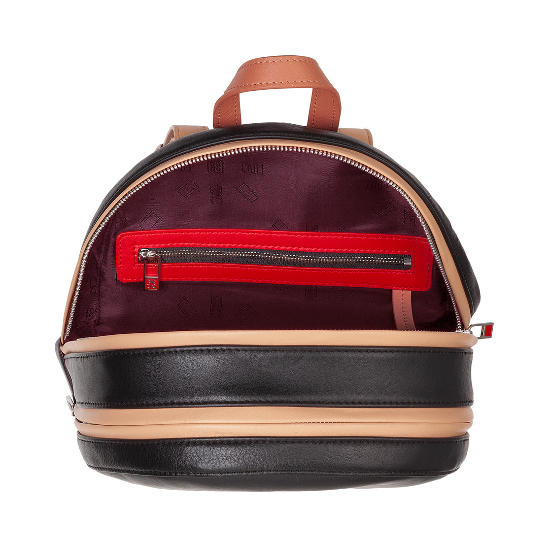 DuDu Backpack Summer Coloring Woman In Soft Leather Multicolor backpack with double zip zipper