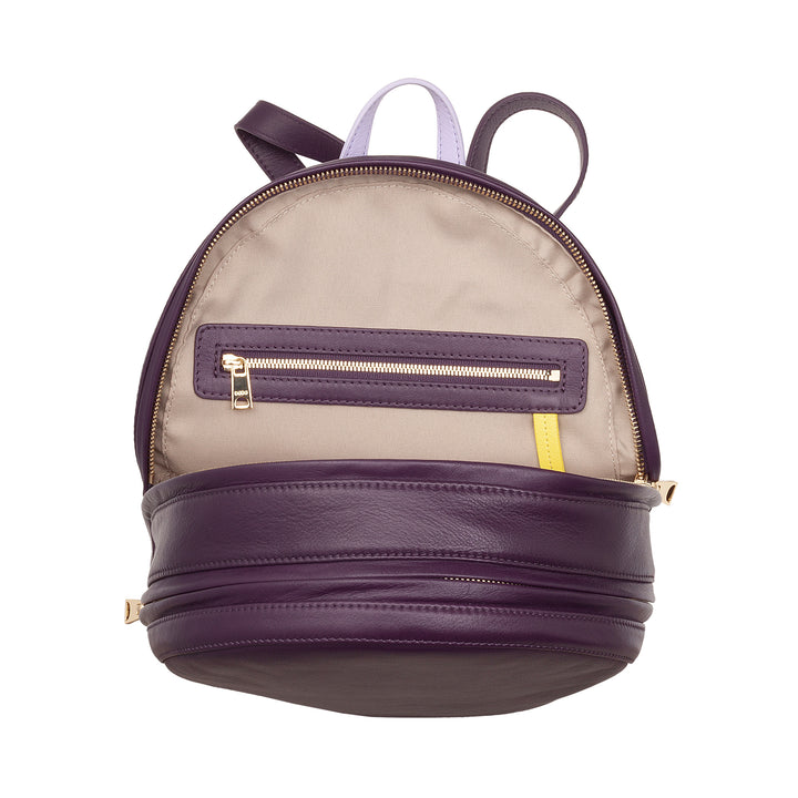 DuDu Backpack Summer Coloring Woman In Soft Leather Multicolor backpack with double zip zipper