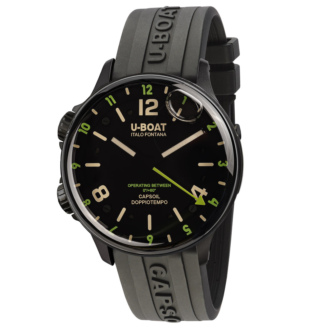 Часы U-BOAT Capsoil DoubleTime DLC Green Rehault 45 мм черный сталь 8840