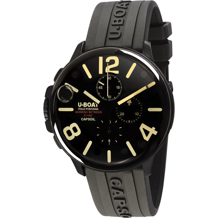 U-BOAT часы Capsoil Chrono DLC 45 мм черный кварцевый стальной отделка DLC черный 8109/D