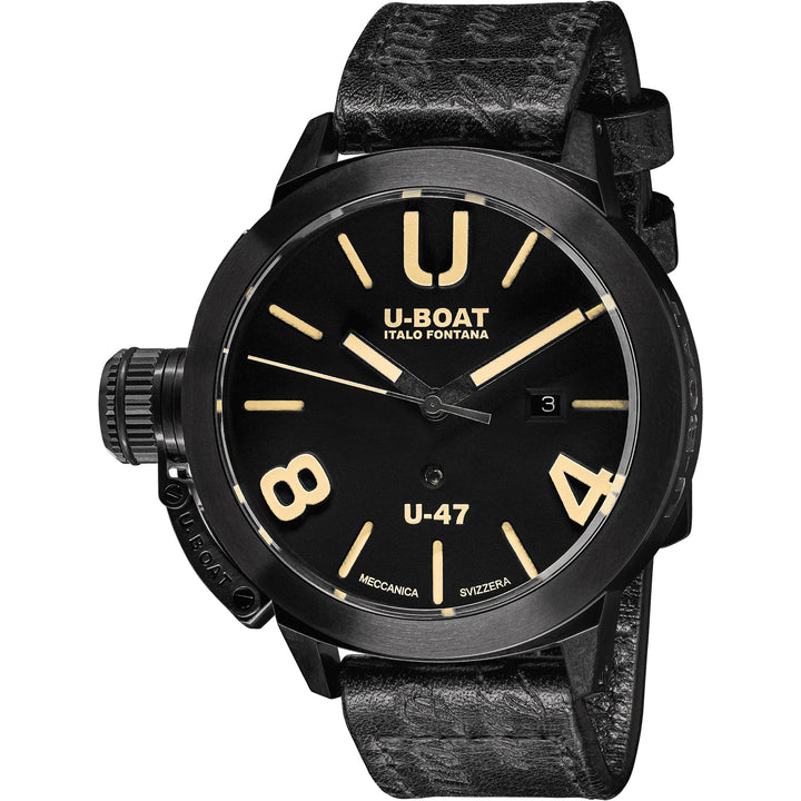U-BOAT часы Classic U-47 AB1 47mm черный автоматический стальной отделка черный PVD 9160