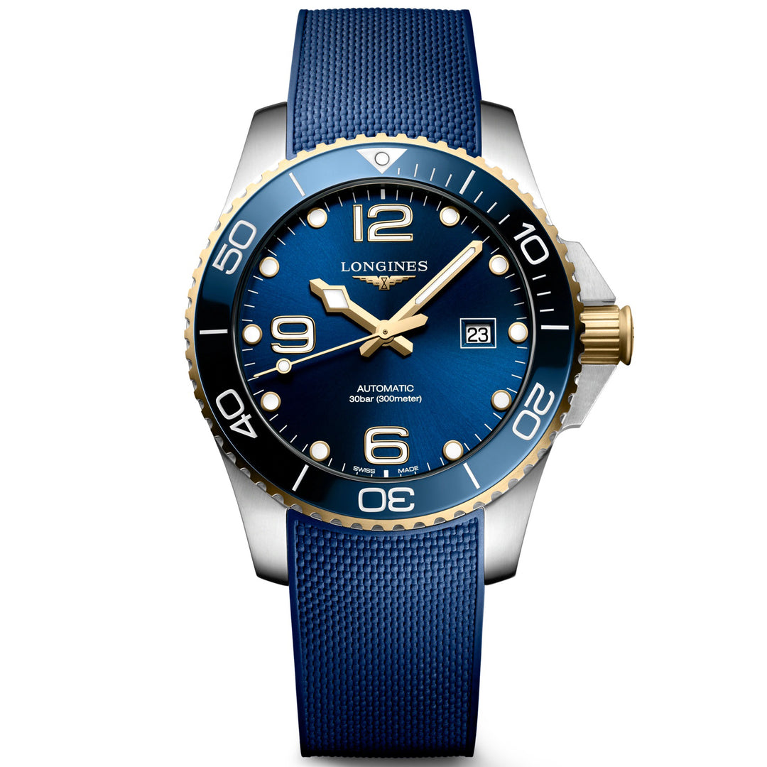 Часы Longines HydroConquest 43mm синий автоматический стальной финиш PVD желтое золото L3.782.3.96.9