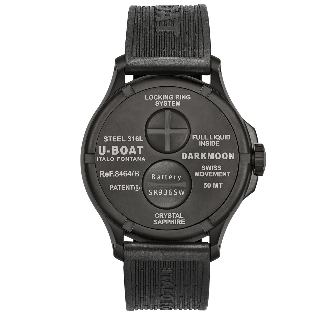 U-BOAT часы DARKMOON 44 мм ЧЕРНЫЙ IPB Кварцевая сталь отделка IPB черный 8464-B