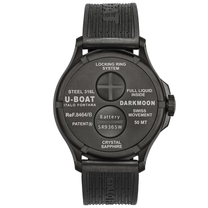 U-BOAT часы DARKMOON 44 мм ЧЕРНЫЙ IPB Кварцевая сталь отделка IPB черный 8464-B