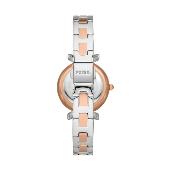 Fossil часы Carlie 28 мм серебро кварцевый стальной отделка PVD розовое золото ES5201
