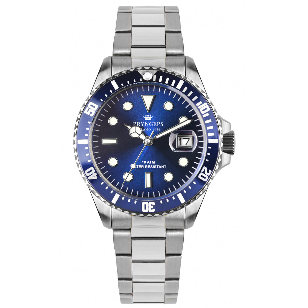 Prygeps Средиземноморские часы Профессиональные 100 м 42 мм синий стальной кварцевый A1085 B/B