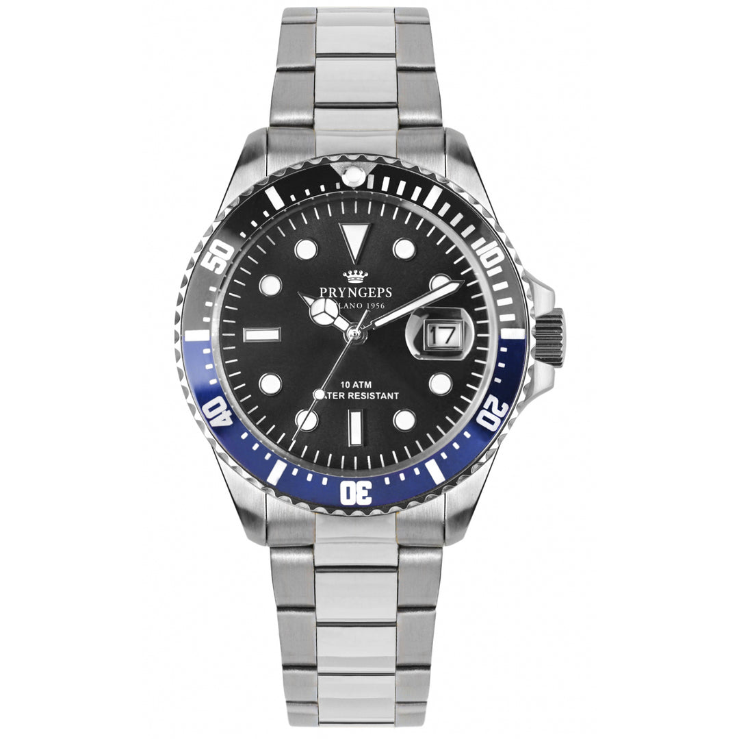 Prygeps Средиземноморские часы Профессиональные 100 м 42 мм черный стальной кварцевый A1085 N/NB