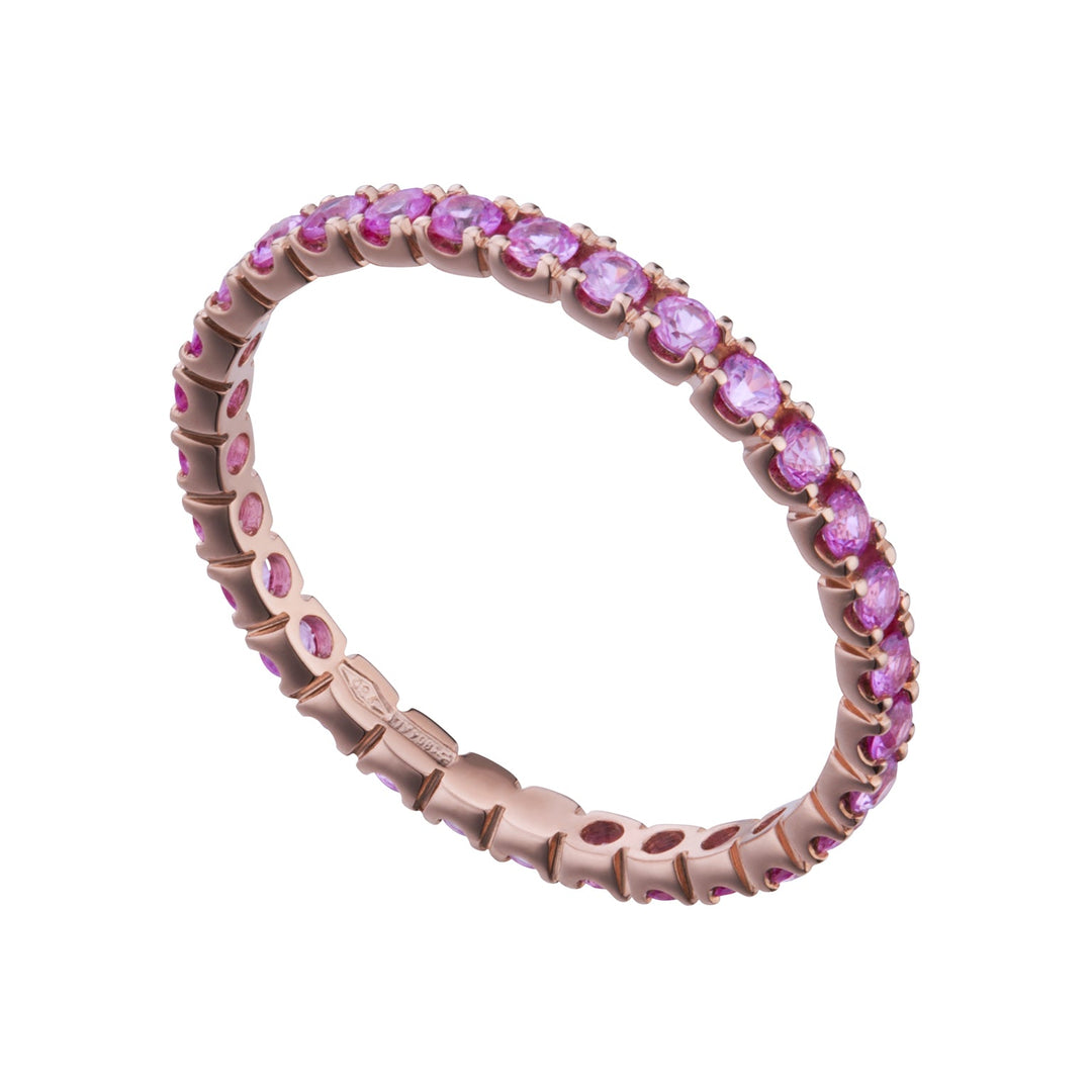Кольцо вечности с розовыми бриллиантами и сапфирами