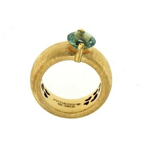 Кольцо Pitti и Sisi Радуга стерлингового серебра 925 PVD желтого золота с зеленым кварцем AN 8583G/069
