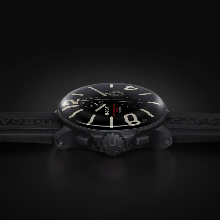 U-BOAT часы Capsoil Chrono DLC 45 мм черный кварцевый стальной отделка DLC черный 8109/D