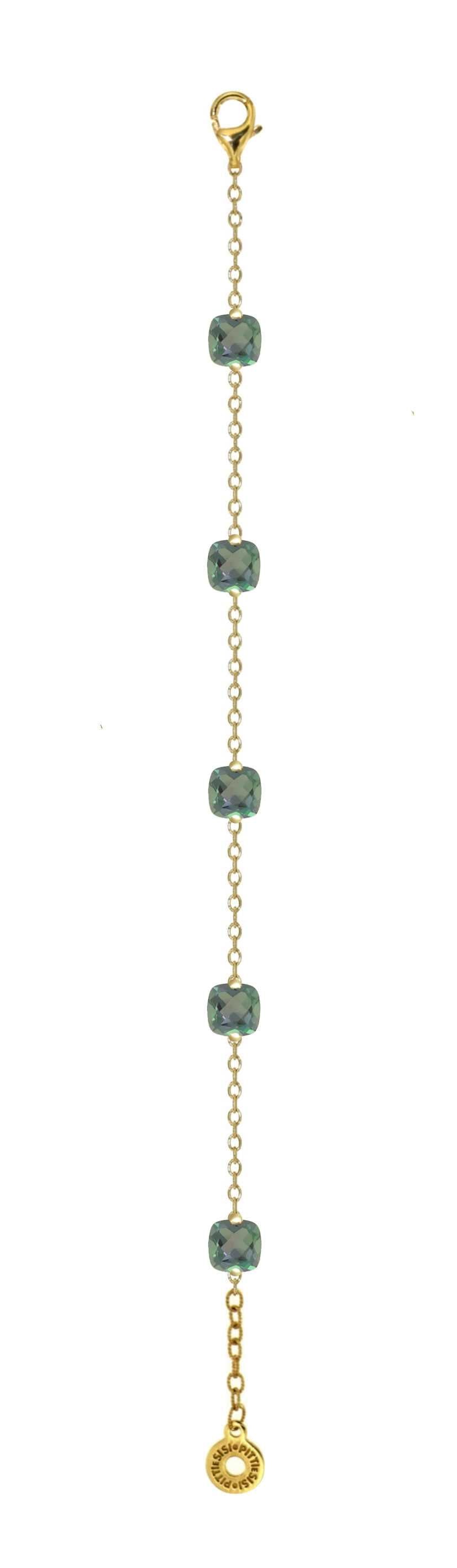 Pitti и Sisi браслет Радуга стерлингового серебра 925 отделка PVD желтого золота зеленый кварцевый BR 9590G/069